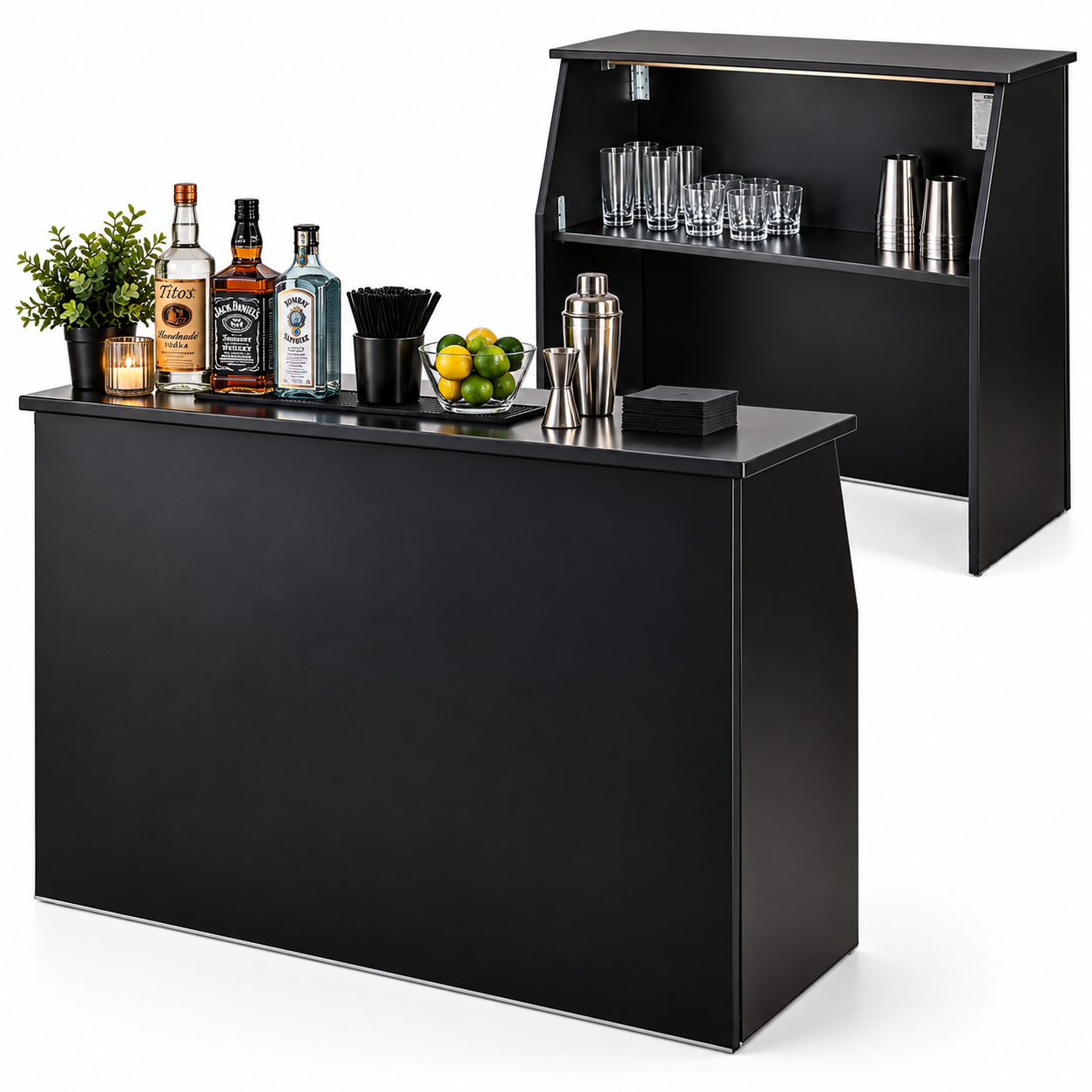 4’ Black Portable Event Bar